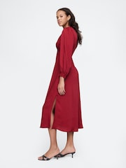 Gap Red Satin Empire Midi Dress - Image 4 of 5