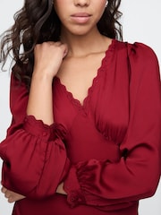 Gap Red Satin Empire Midi Dress - Image 5 of 5