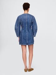 Gap Blue Barrel-Sleeve Denim Mini Shirt Dress - Image 2 of 8