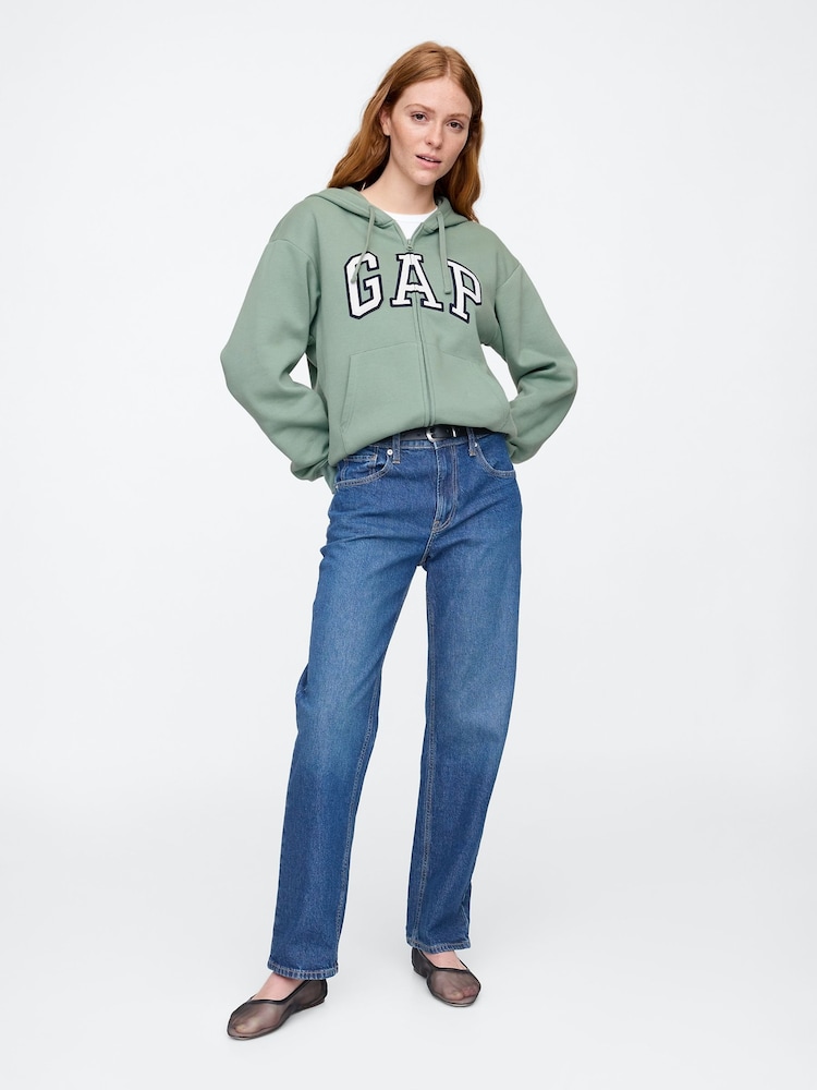 Gap Green Logo Zip Through Hoodie - Image 3 of 5