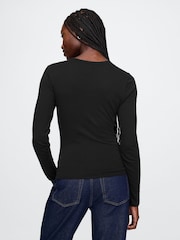 Negro - Camiseta moderna de manga larga y cuello redondo de Gap - Imagen 3 de 3
