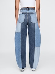 Gap Blue Patchwork High Waisted Barrel Jeans - Image 2 of 9