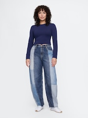 Gap Blue Patchwork High Waisted Barrel Jeans - Image 5 of 9