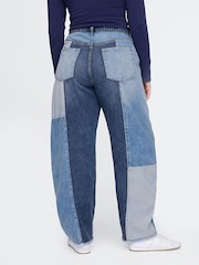 Gap Blue Patchwork High Waisted Barrel Jeans - Image 6 of 9