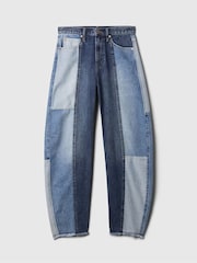 Gap Blue Patchwork High Waisted Barrel Jeans - Image 8 of 9