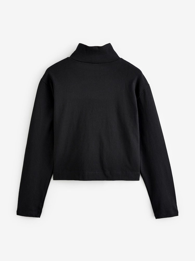 Gap Black Long Sleeve Heavyweight Jersey Turtleneck Top - Image 2 of 4