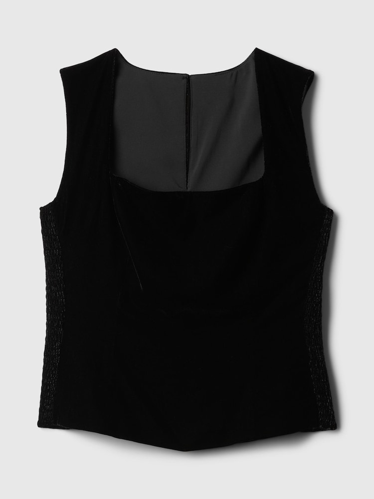 Gap Black Velvet Square-Neck Cropped Top - Image 5 of 5