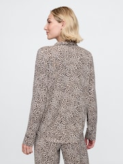 Gap Brown Leopard Print Long Sleeve Modal Pyjama Shirt - Image 2 of 5