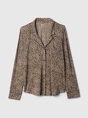 Gap Brown Leopard Print Long Sleeve Modal Pyjama Shirt - Image 4 of 5