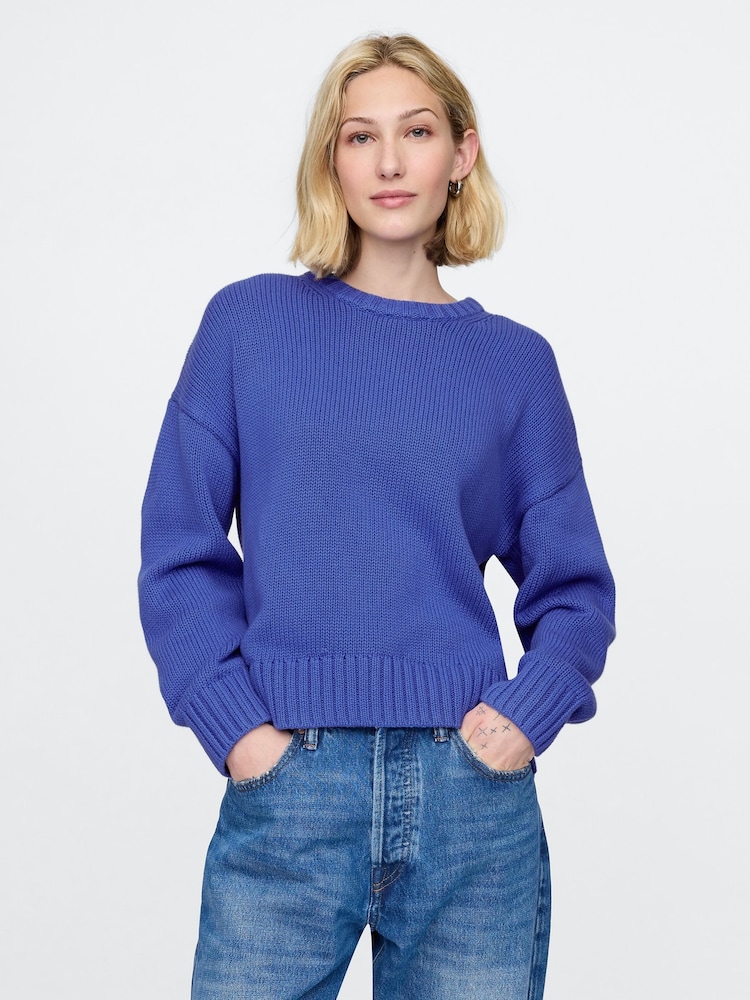 Gap Blue Soft Touch Cotton Crew Neck Jumper - Image 1 of 5
