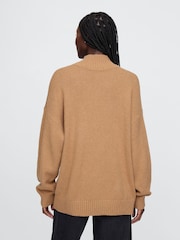 Gap Beige CashSoft Mock Neck Ribbed Knit Jumper - Image 2 of 5
