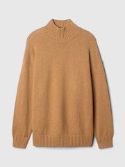 Gap Beige CashSoft Mock Neck Ribbed Knit Jumper - Image 4 of 5