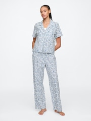Gap Blue Floral Cotton Poplin Pyjama Bottoms - Image 1 of 4