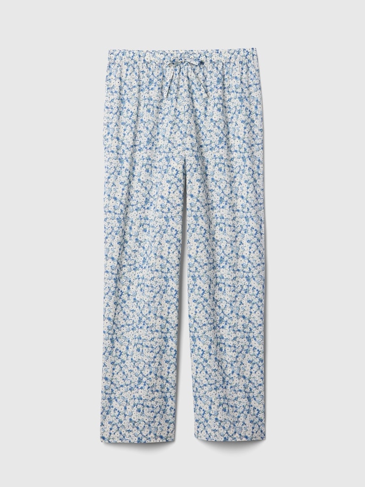 Gap Blue Floral Cotton Poplin Pyjama Bottoms - Image 4 of 4