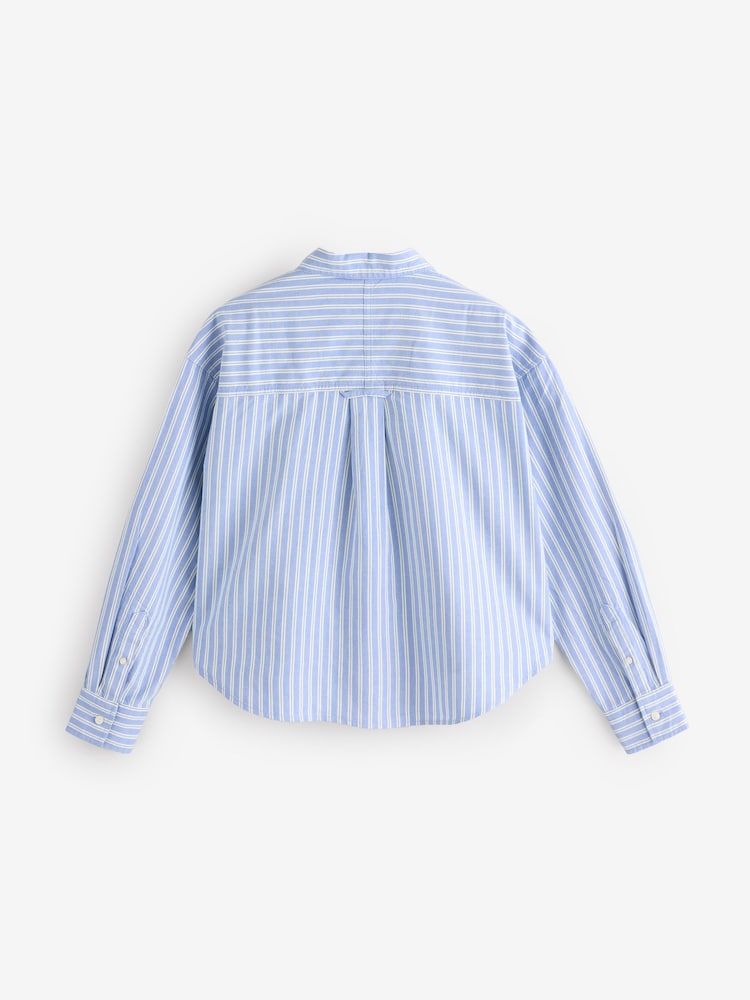 Gap Blue Stripe Poplin Cropped Oversized Shirt - Image 2 of 4 Gap Blue Stripe Poplin Cropped Oversized Shirt - Image 2 of 4