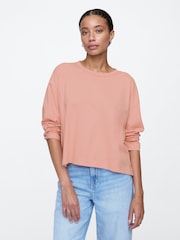 Pink - Gap favorite langärmliges Oversized-T-Shirt aus Baumwoll-Modal mit Rundhalsausschnitt - Bild 1 von 5