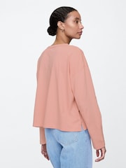 Pink - Gap favorite langärmliges Oversized-T-Shirt aus Baumwoll-Modal mit Rundhalsausschnitt - Bild 2 von 5