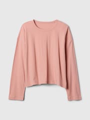 Pink - Gap favorite langärmliges Oversized-T-Shirt aus Baumwoll-Modal mit Rundhalsausschnitt - Bild 5 von 5