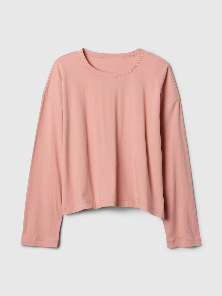 Pink - Gap favorite langärmliges Oversized-T-Shirt aus Baumwoll-Modal mit Rundhalsausschnitt - Bild 5 von 5
