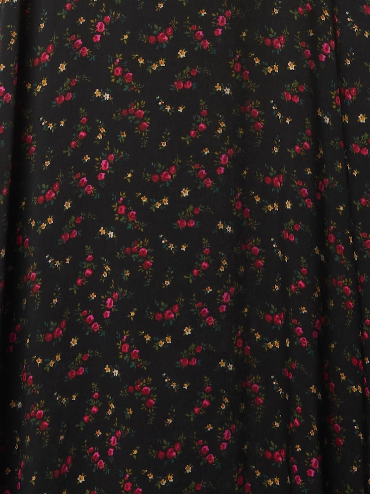 Gap Black Floral Satin Empire Midi Dress - Image 5 of 5