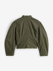 Gap Green Organic Cotton Poplin Barrel Sleeve Cropped Shirt - Image 6 of 7