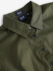 Gap Green Organic Cotton Poplin Barrel Sleeve Cropped Shirt - Image 7 of 7