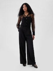 Gap Black Sheer Lace Classic Shirt - Image 3 of 4