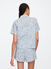 Gap Blue Floral Cotton Short Sleeve Pyjama Top - Image 2 of 4