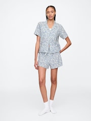 Gap Blue Floral Cotton Short Sleeve Pyjama Top - Image 3 of 4
