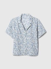 Gap Blue Floral Cotton Short Sleeve Pyjama Top - Image 4 of 4