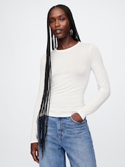 Blanco - Camiseta moderna de manga larga y cuello redondo de Gap - Imagen 1 de 4