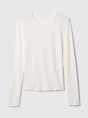 Blanco - Camiseta moderna de manga larga y cuello redondo de Gap - Imagen 4 de 4