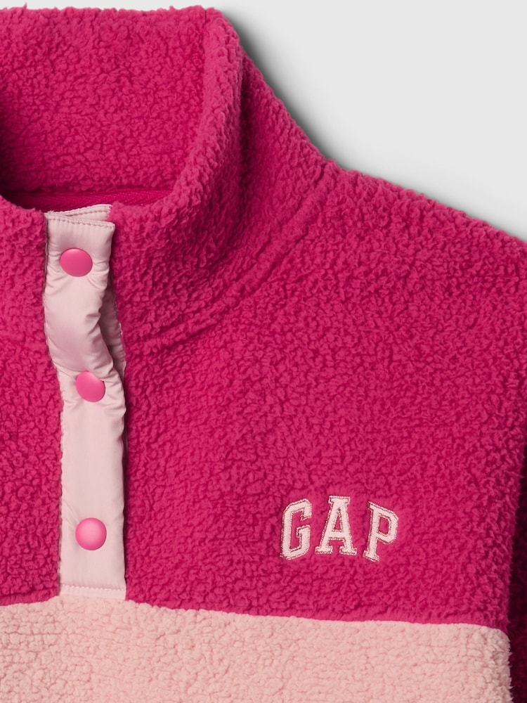 Gap Pink Half Snap Sherpa Fleece - Image 4 of 4