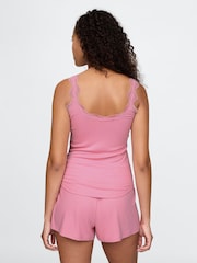 Gap Pink Mini Rib Lace Pyjama Vest - Image 2 of 5