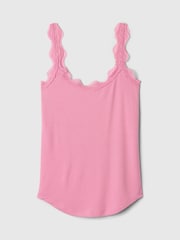 Gap Pink Mini Rib Lace Pyjama Vest - Image 5 of 5