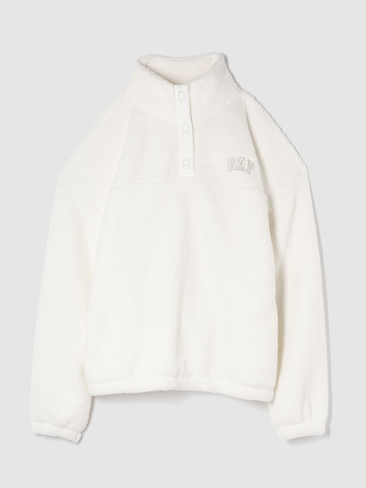 Gap White Half Snap Sherpa Fleece - Image 1 of 3