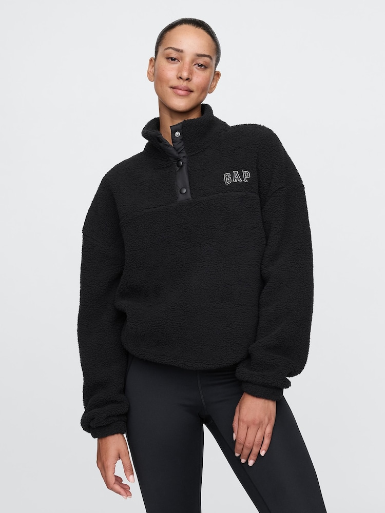 Gap Black Half Snap Sherpa Fleece - Image 1 of 5
