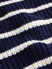 Gap Navy Blue & White Stripe 100% Cotton V-Neck Cardigan - Image 3 of 5