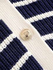 Gap Navy Blue & White Stripe 100% Cotton V-Neck Cardigan - Image 5 of 5
