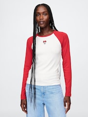 Gap Red Minnie Mouse Disney Raglan Long Sleeve T-Shirt - Image 1 of 5