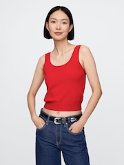 Gap Red CashSoft Leopard Print Cropped Tank Top - Image 1 of 5