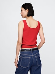 Gap Red CashSoft Leopard Print Cropped Tank Top - Image 2 of 5