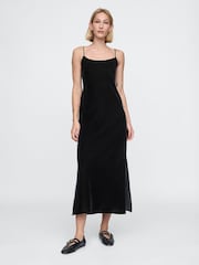 Gap Black Velvet Midi Slip Dress - Image 2 of 5