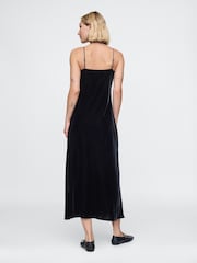Gap Black Velvet Midi Slip Dress - Image 3 of 5