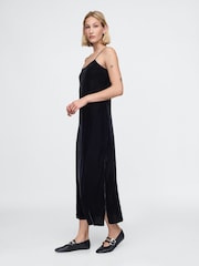 Gap Black Velvet Midi Slip Dress - Image 4 of 5