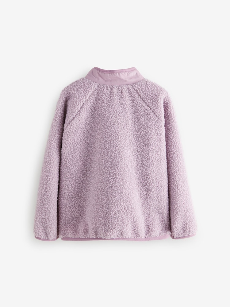Lilac Purple Placket Borg Fleece Top (3-16yrs) - Image 2 of 4 Lilac Purple Placket Borg Fleece Top (3-16yrs) - Image 2 of 4