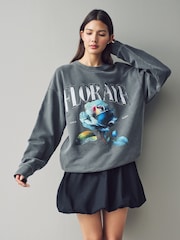 Charcoal Grey Florale Sweatshirt - Image 1 of 3
