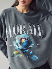 Charcoal Grey Florale Sweatshirt - Image 3 of 3