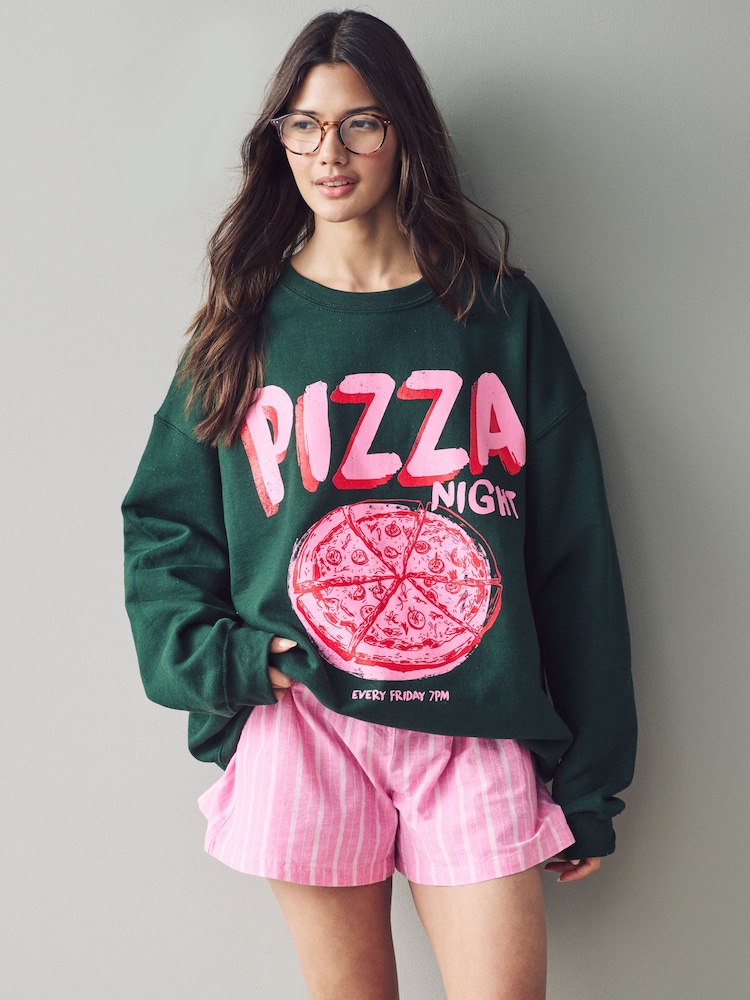 Green Pizza Graphic Sweatshirt - Image 1 of 4