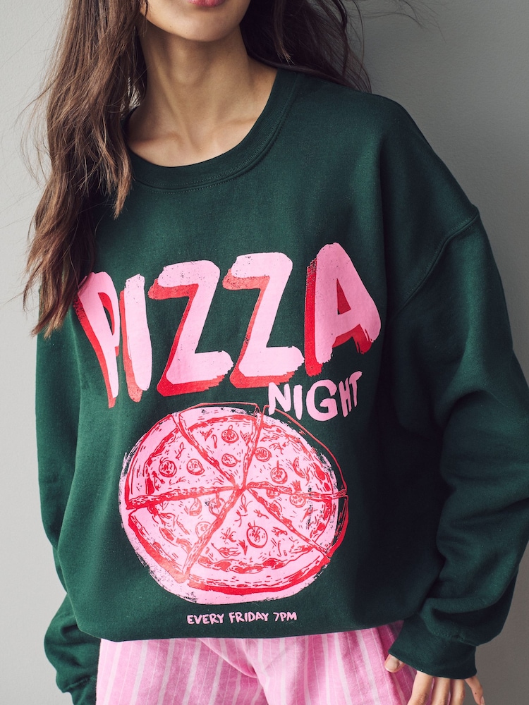 Green Pizza Graphic Sweatshirt - Image 4 of 4